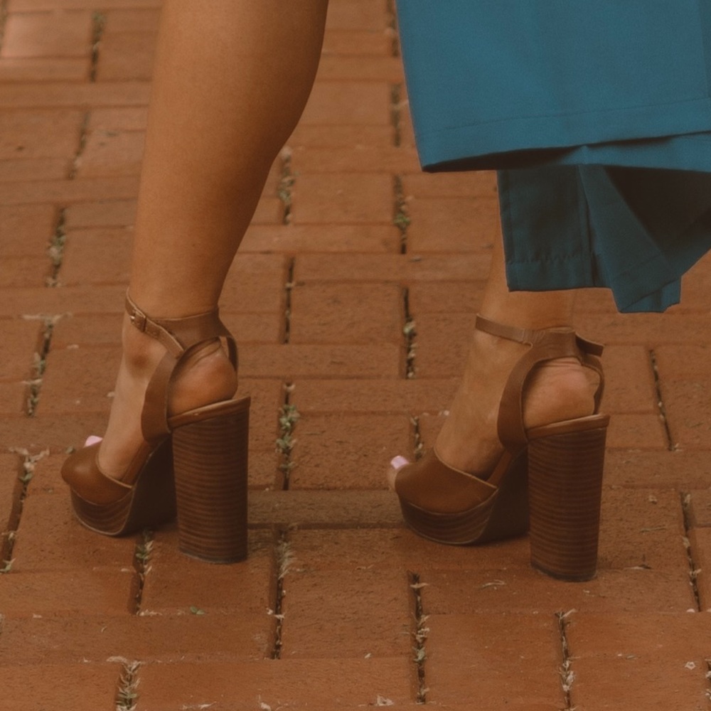 Bleecker & Bond Brown Leather Platform Heels